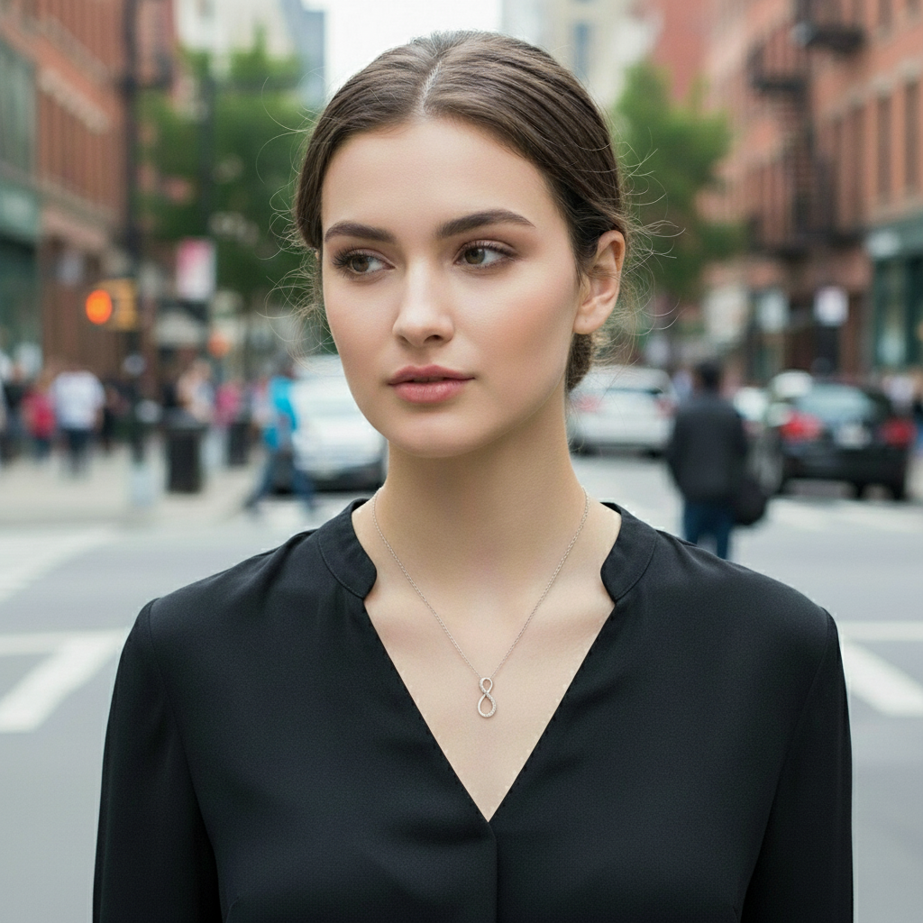 Collier Or Blanc Diamant 0.05ct GH P2 Infini