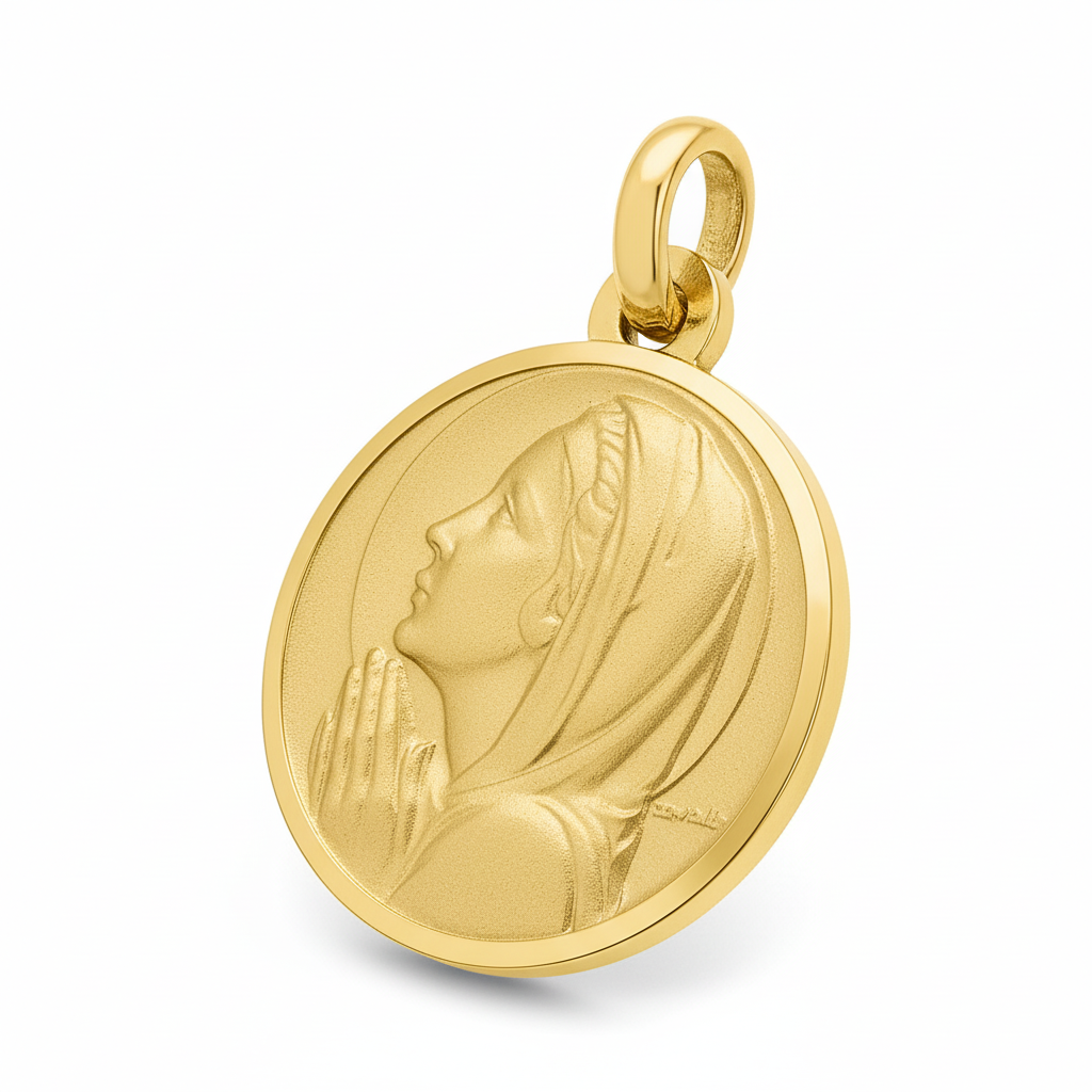 Pendentif Médaille Or 18k Vierge Marie