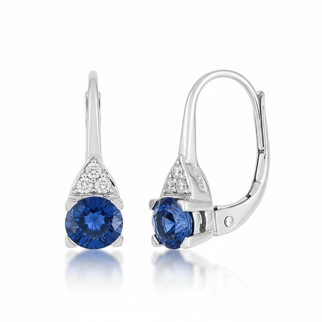 Boucles d'oreilles Dormeuses Or Blanc 18k Diamant 0.06ct GH P1 - Boucles d'oreilles