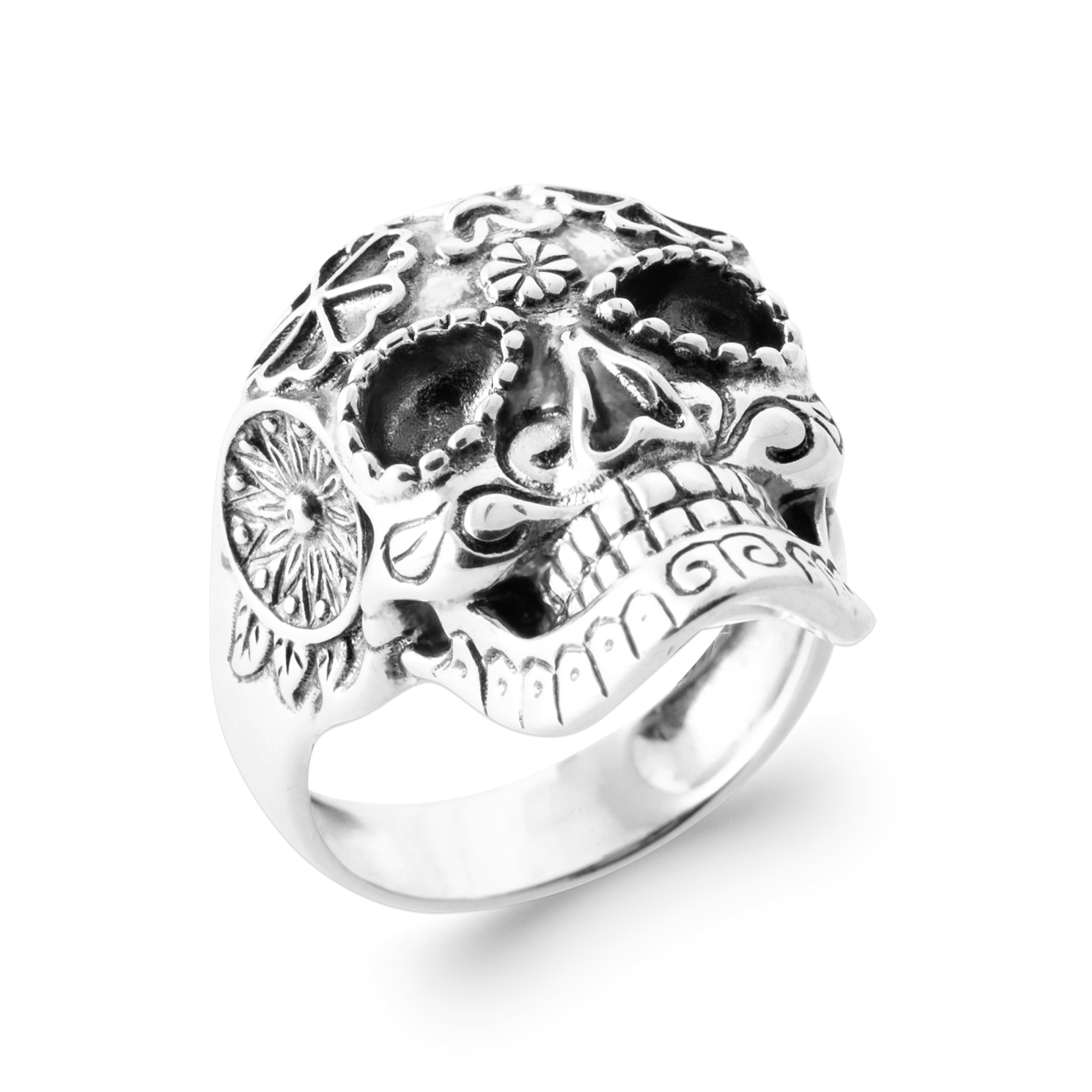 Bague Argent Rhodié Tête de Mort