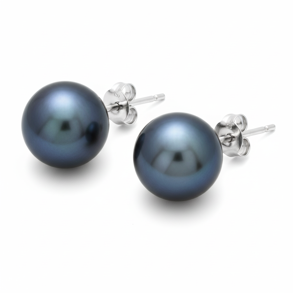 Boucles d'oreilles Clous Argent Rhodié Perles de culture d'eau douce - Boucles d'oreilles