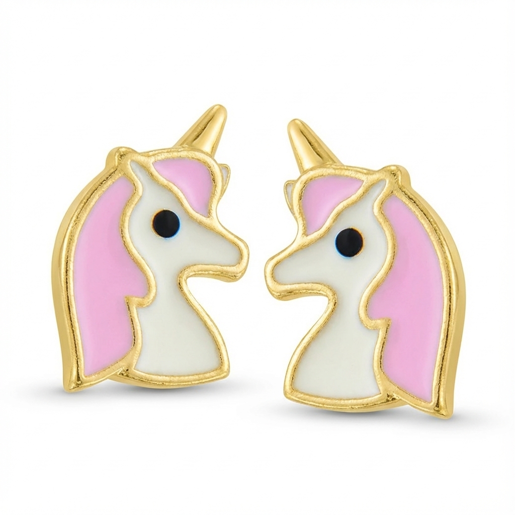 Boucles d'oreilles Clous Or 18k Licorne