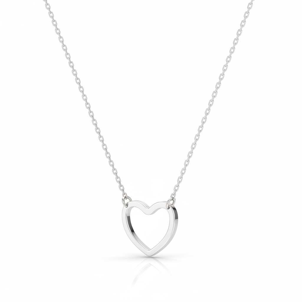 Collier Argent Rhodié Longueur 42cm Coeur - Collier