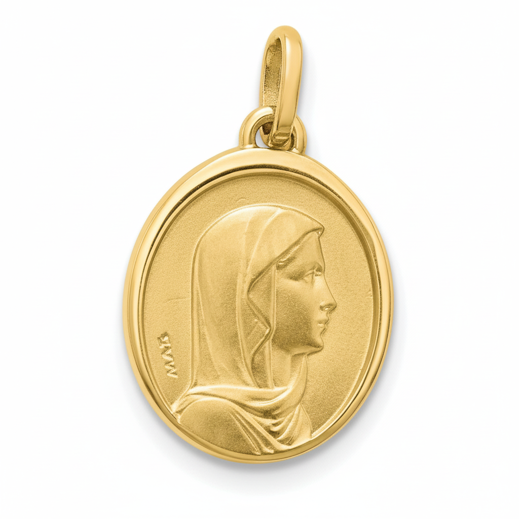 Pendentif Médaille Or 18k Vierge Marie