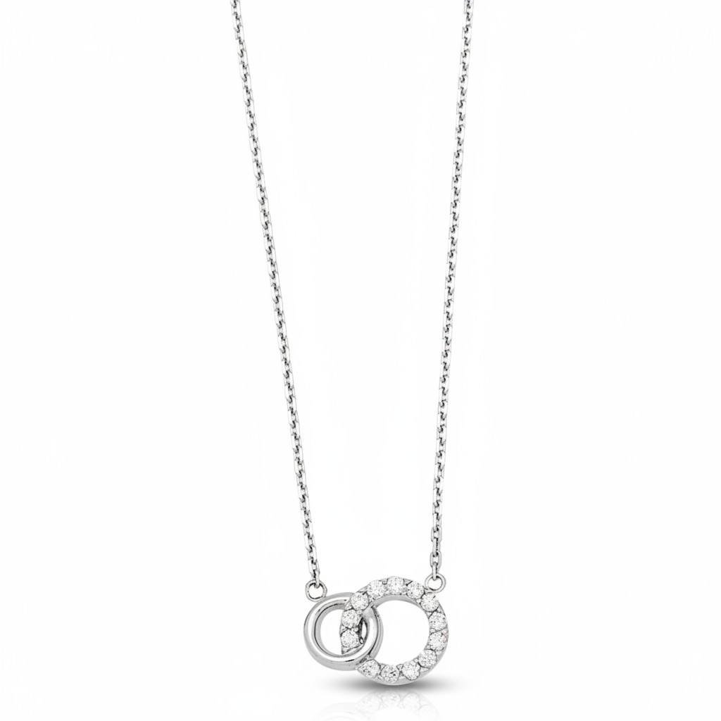 Collier Argent Rhodié Longueur 40cm Zirconium - Collier