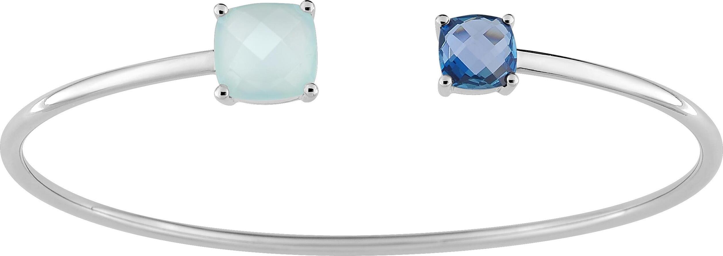 Jonc Or Blanc 18k bleu Topaze
