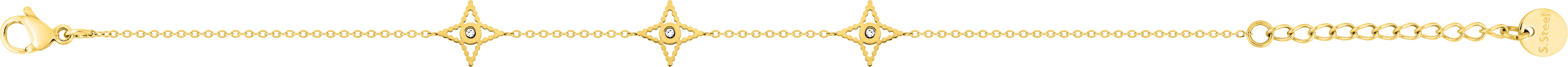 Bracelet Acier Doré Longueur 16cm Cristal Blanc