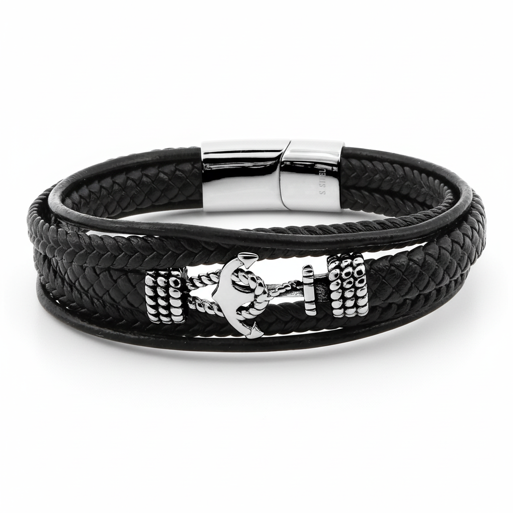 Bracelet Homme Acier Longueur 20cm Ancre Marine - Bracelet