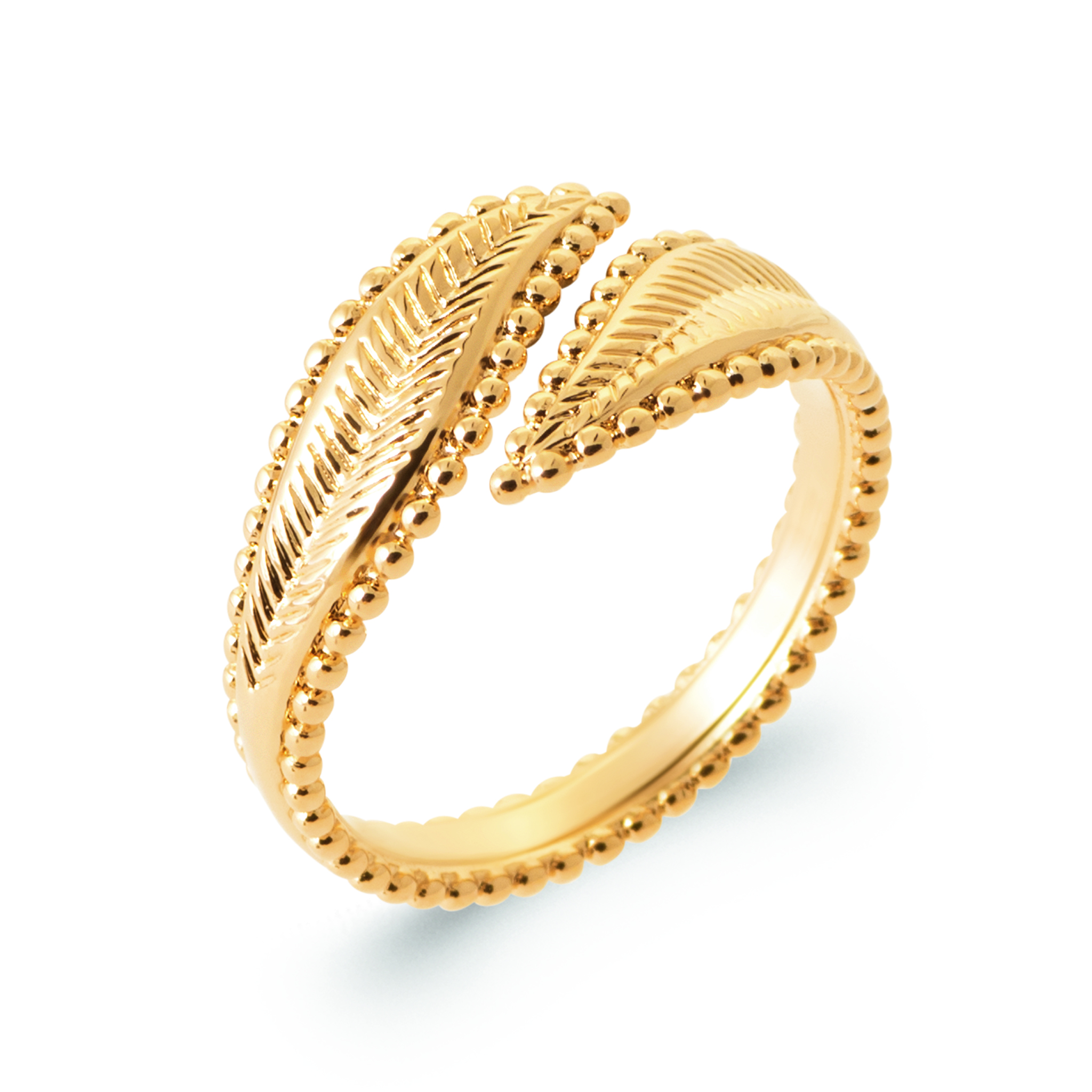 Bague Plaqué Or Végétal Texturé