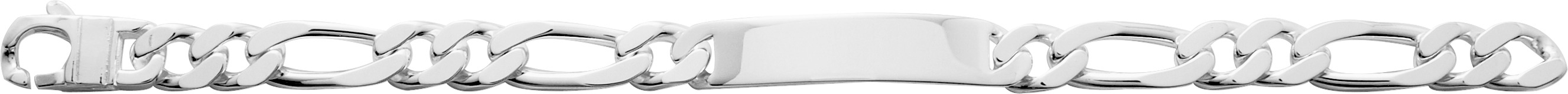 Gourmette Homme Argent Rhodié Poli figaro Largeur 10mm