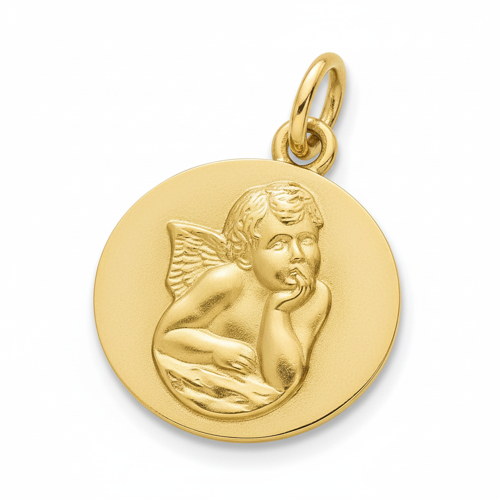 Pendentif Médaille Plaqué Or Ange de Raphaël - Pendentif