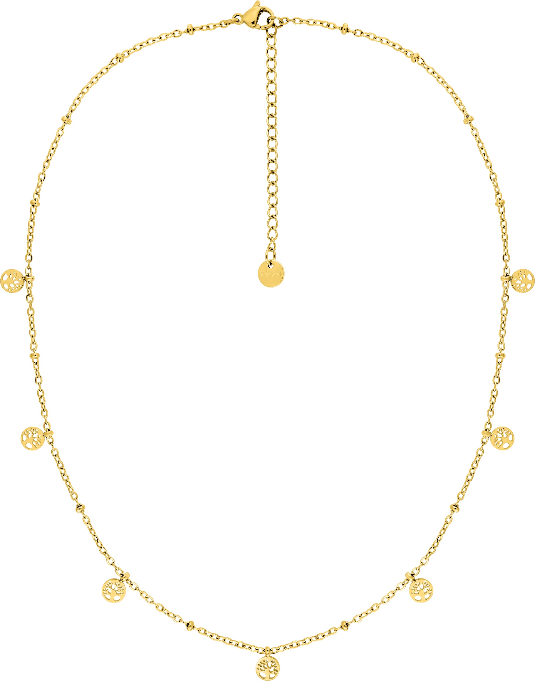 Collier Acier Doré Longueur 38cm Arbre de Vie