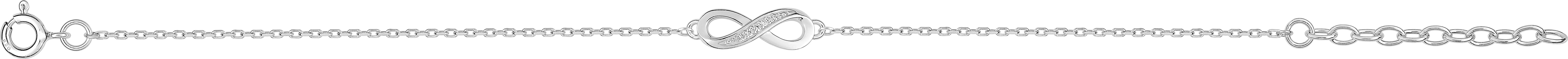 Bracelet Argent Rhodié Longueur 16cm Zirconium Infini