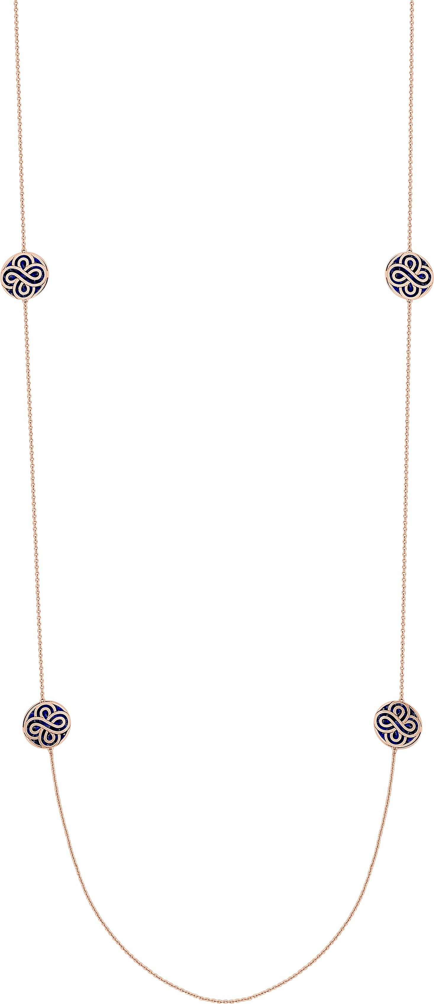 Collier Sautoir Or Rose 18k Lapis Lazuli - Collier