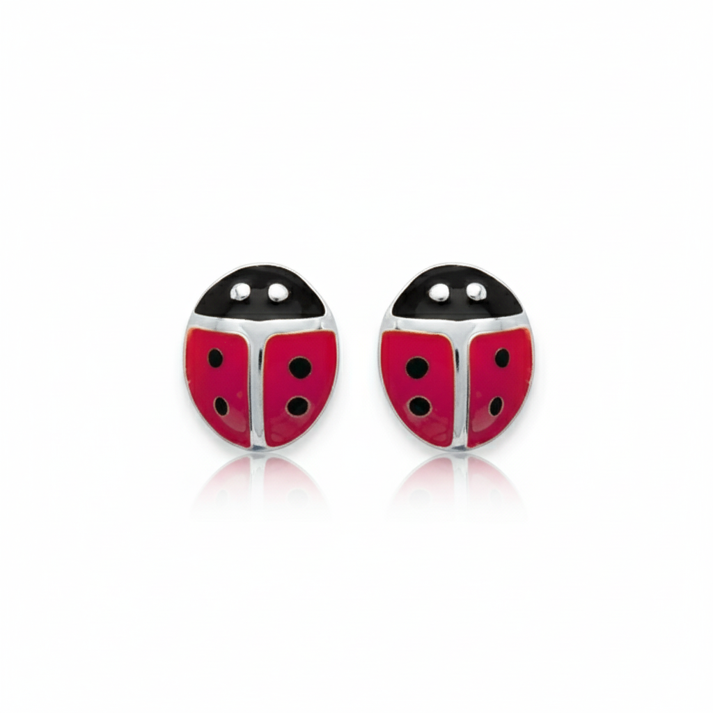 Boucles d'oreilles Clous Fille Argent Coccinelle - Boucles d'oreilles