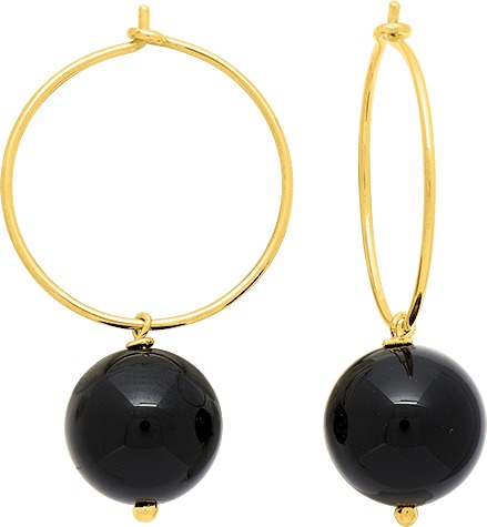 Boucles d'oreilles Créoles Plaqué Or Onyx - Boucles d'oreilles en Plaqué Or - Bijoux en Vogue