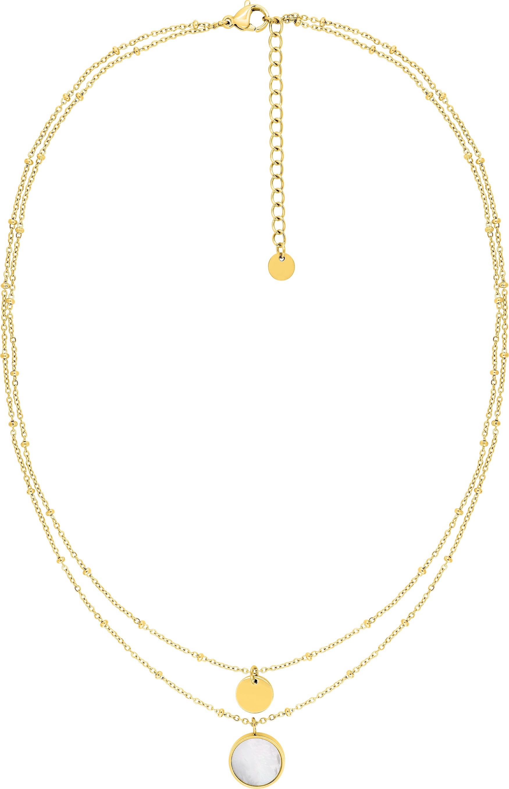 Collier Acier Doré Nacre Blanc - Collier en Acier - Bijoux en Vogue