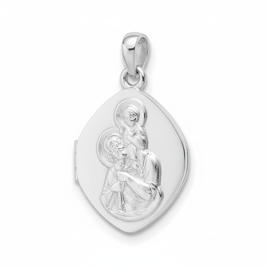 Pendentif Médaille Or Blanc Saint Christophe - Pendentif
