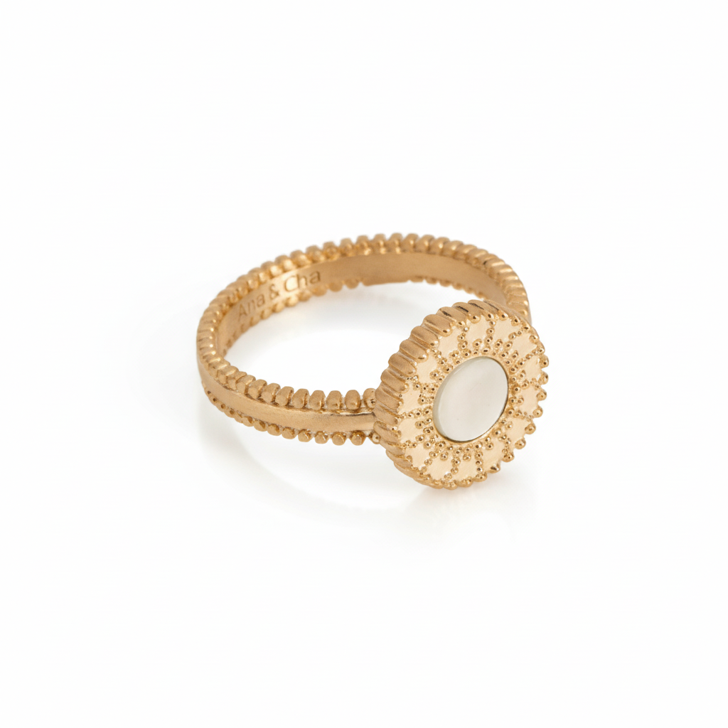 Bague Plaqué Or Nacre