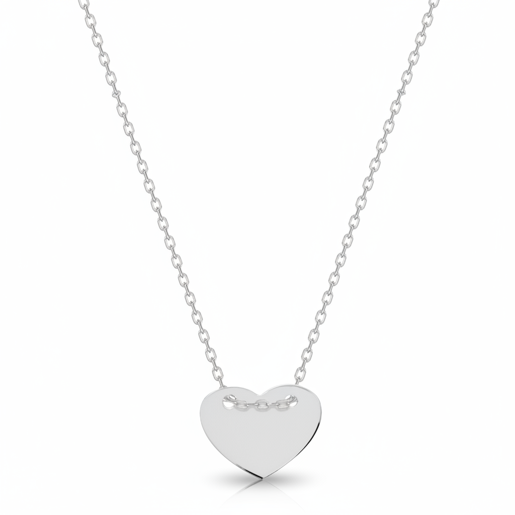 Collier Argent Rhodié Longueur 42cm Coeur - Collier