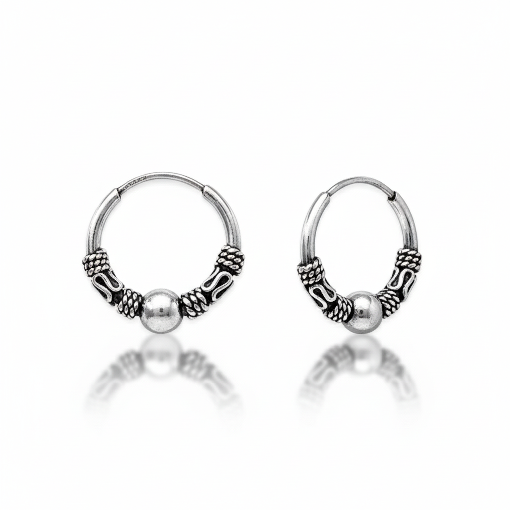 Boucles d'oreilles Créoles Argent Texturé - Boucles d'oreilles