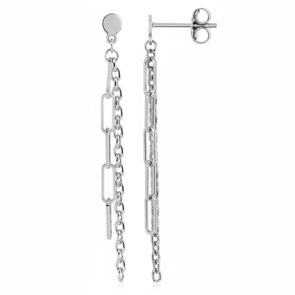 Boucles d'oreilles Pendantes Argent Rhodié - Boucles d'oreilles