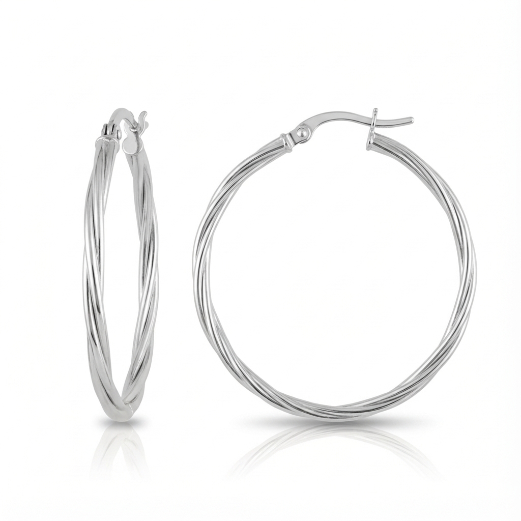 Boucles d'oreilles Créoles Argent Diamètre 35mm - Boucles d'oreilles