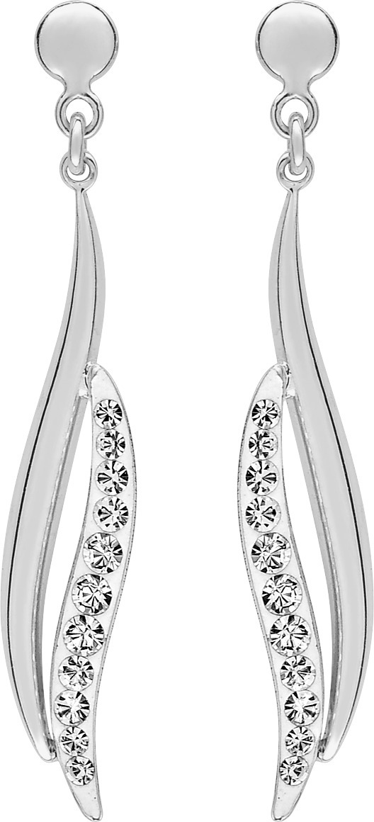 Boucles d'oreilles Pendantes Or Blanc Cristal Blanc