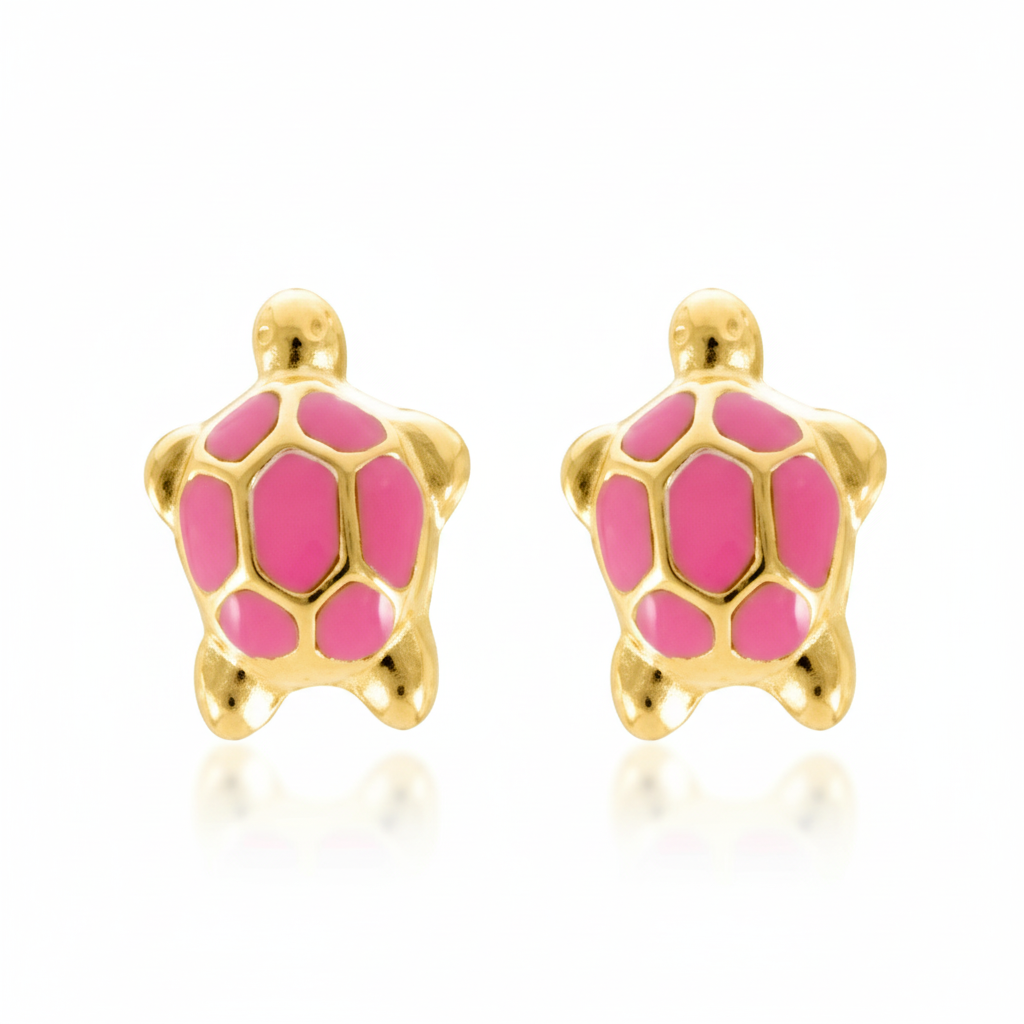 Boucles d'oreilles Clous Plaqué Or Tortue - Boucles d'oreilles