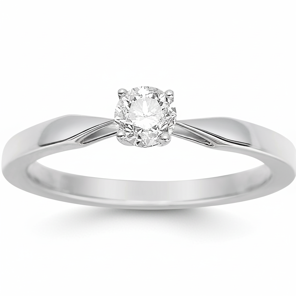 Bague Solitaire Or Blanc 18k Diamant 0.35ct GH SI - Bague