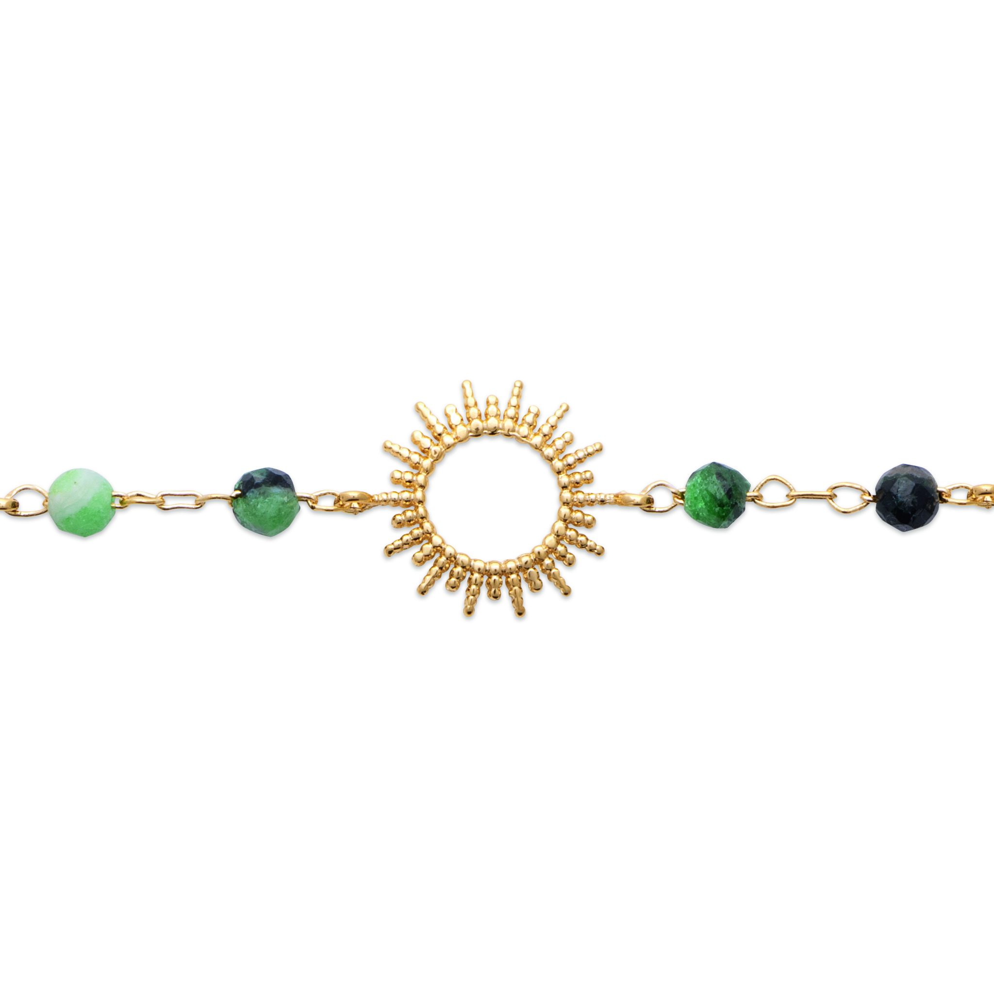 Bracelet Plaqué Or Rubis Zoïsite Figuratif Couleurs