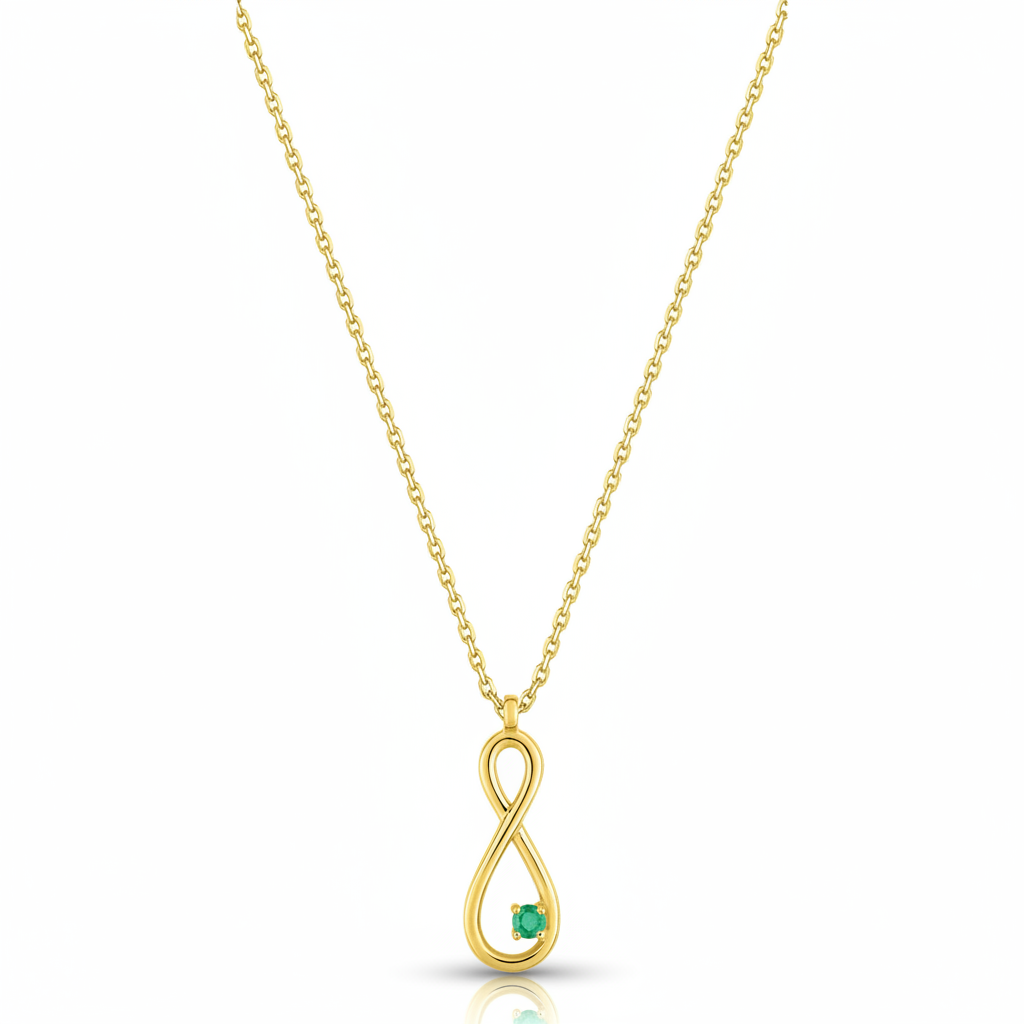Collier Or 18k Longueur 40cm Emeraude Infini - Collier