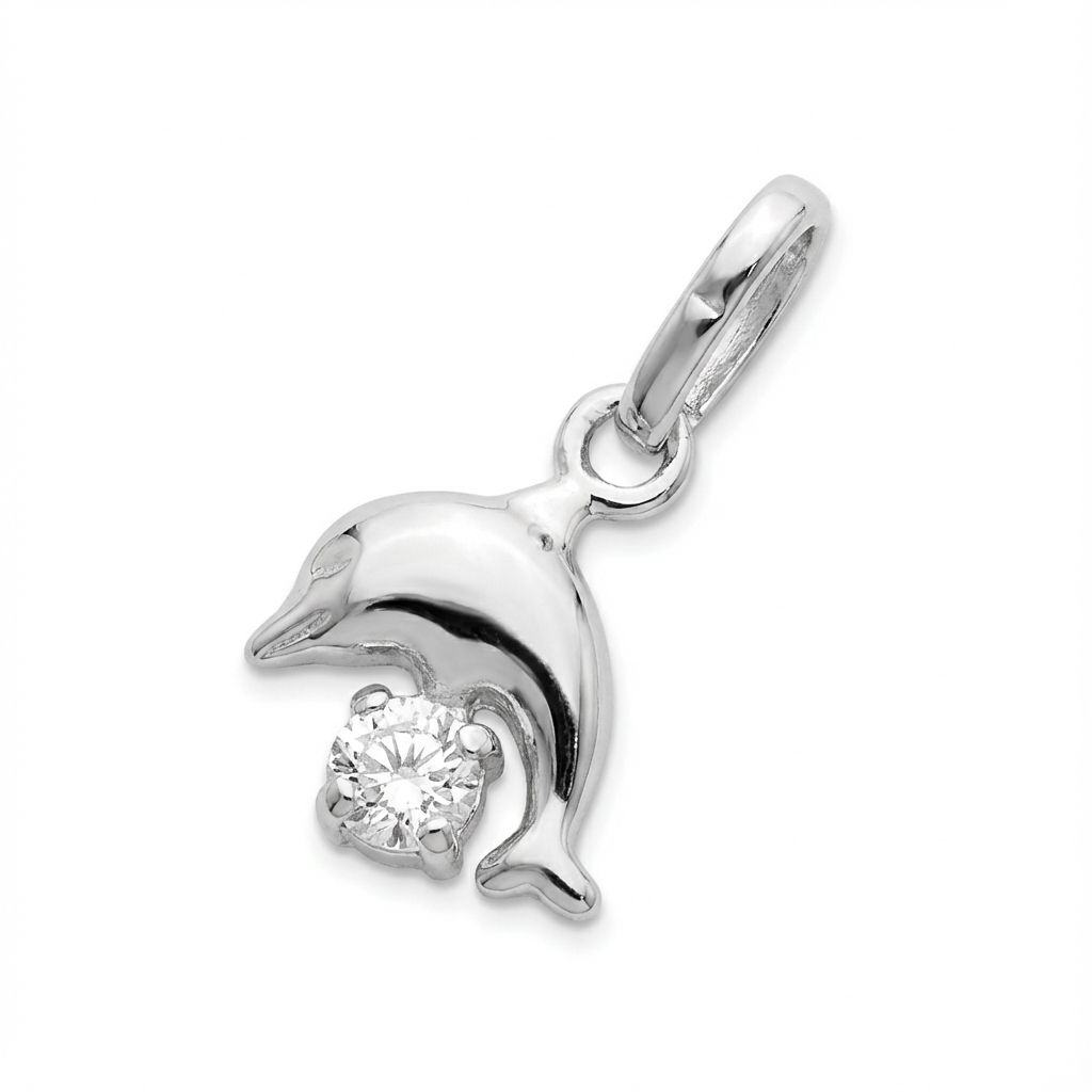 Pendentif Fille Argent Cristal Dauphin - Pendentif