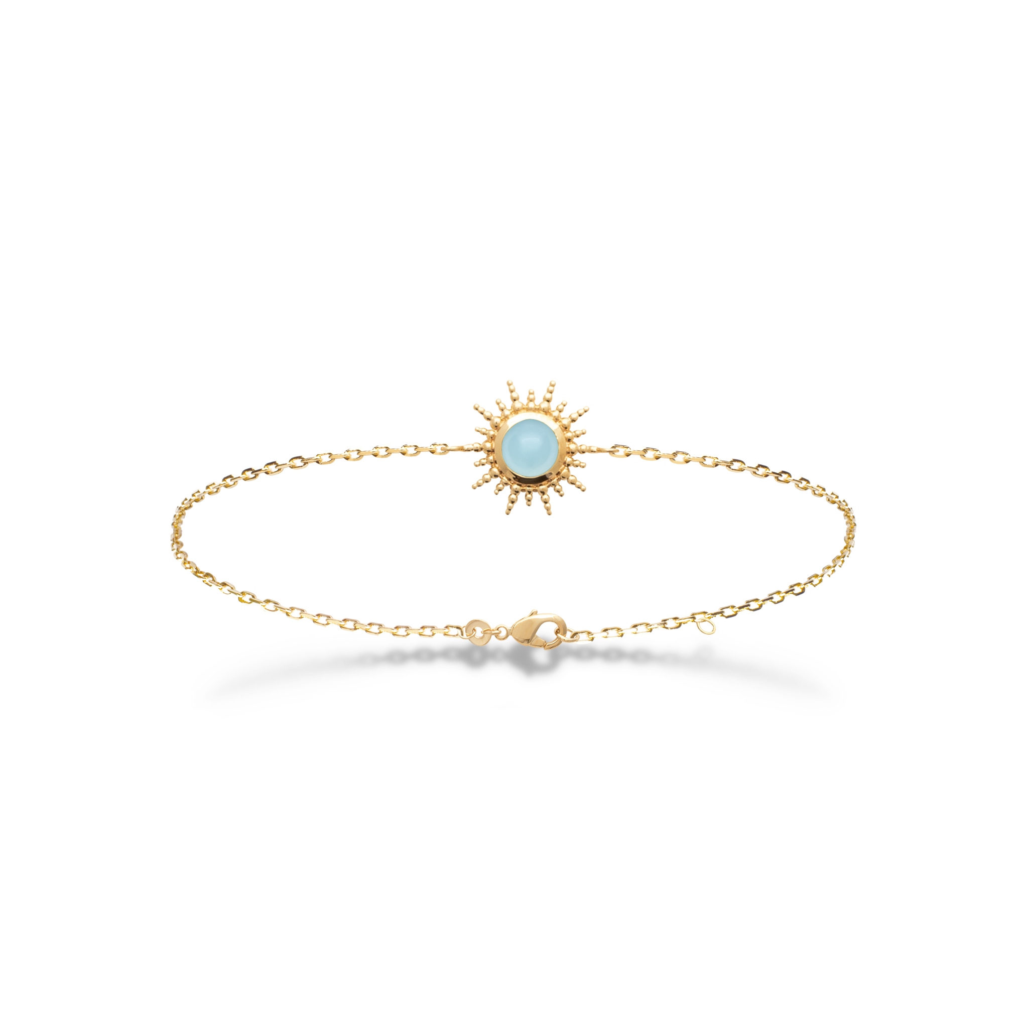 Bracelet Plaqué Or Agate Bleu Figuratif Couleurs