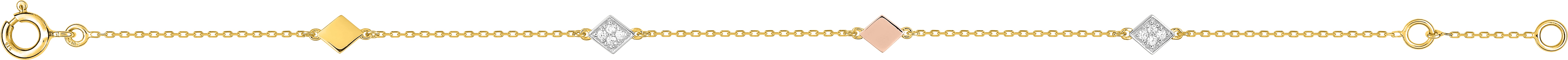 Bracelet Or Jaune,Rose Rhodié Diamant 0.01ct GH P2P3