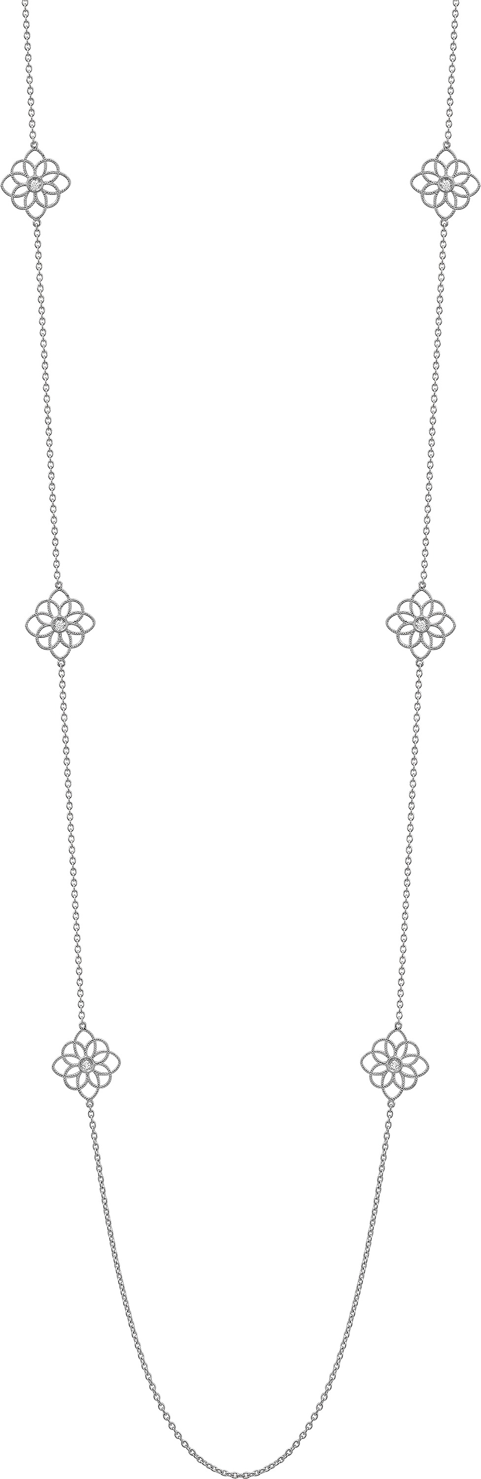 Collier Sautoir Or Blanc 18k Diamant 0.08ct GH SI - Collier