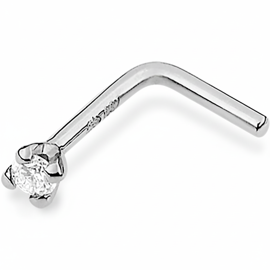 Piercing Nez Or Blanc 18k Diamant 0.01ct GH P1P2 - Piercing