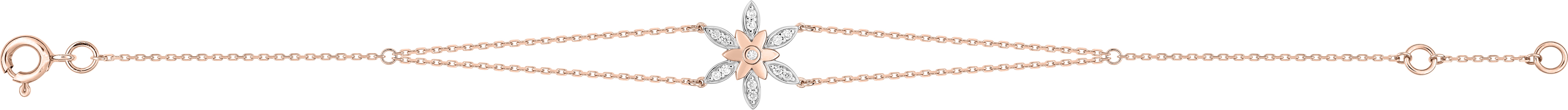 Bracelet Or Rose 18k Rhodié Diamant 0.08ct GH P1P2