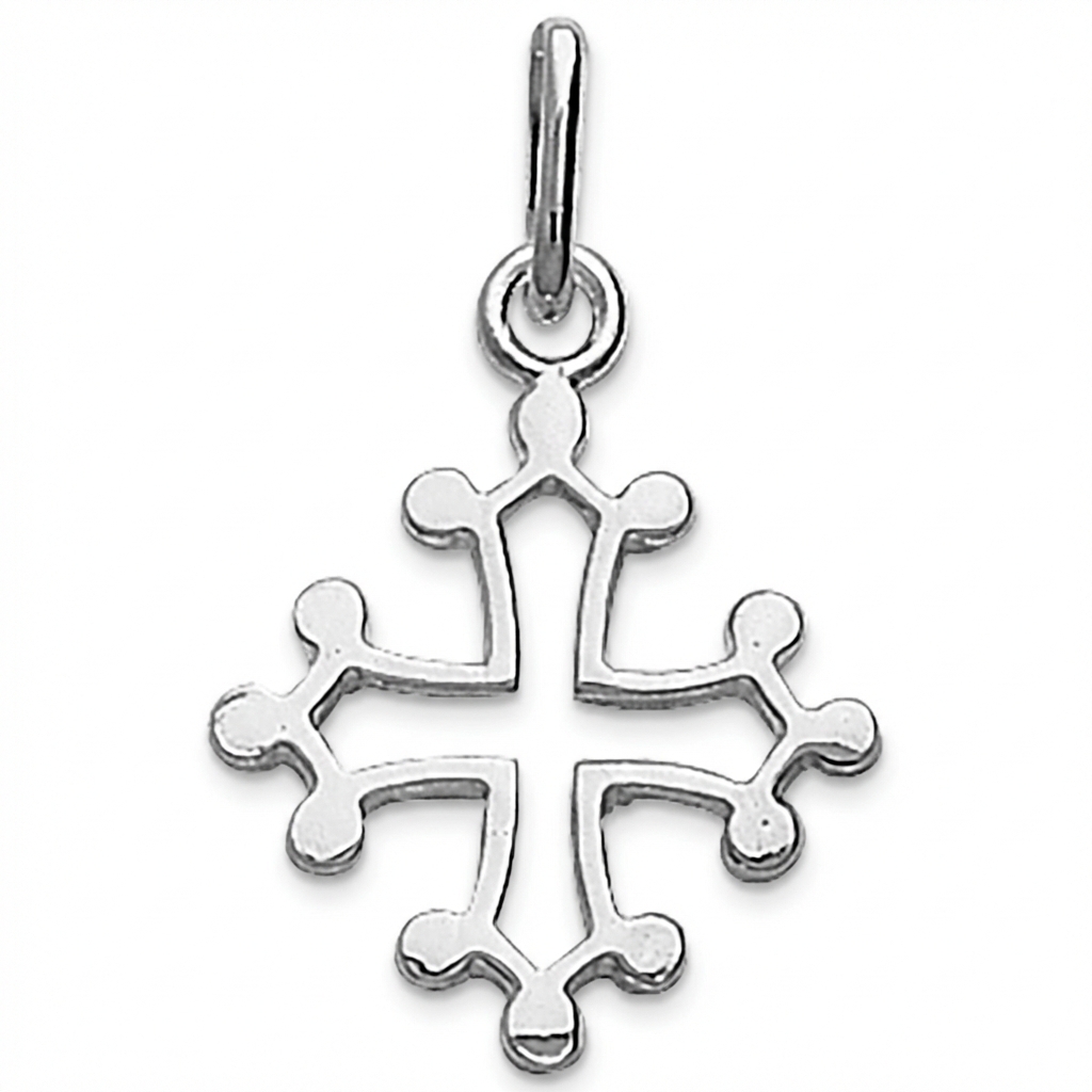 Pendentif Parchemin Argent Rhodié Croix Occitane