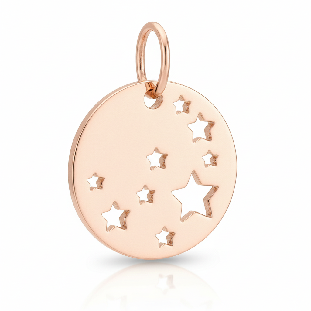 Pendentif Médaille Plaqué Or Rose Étoile