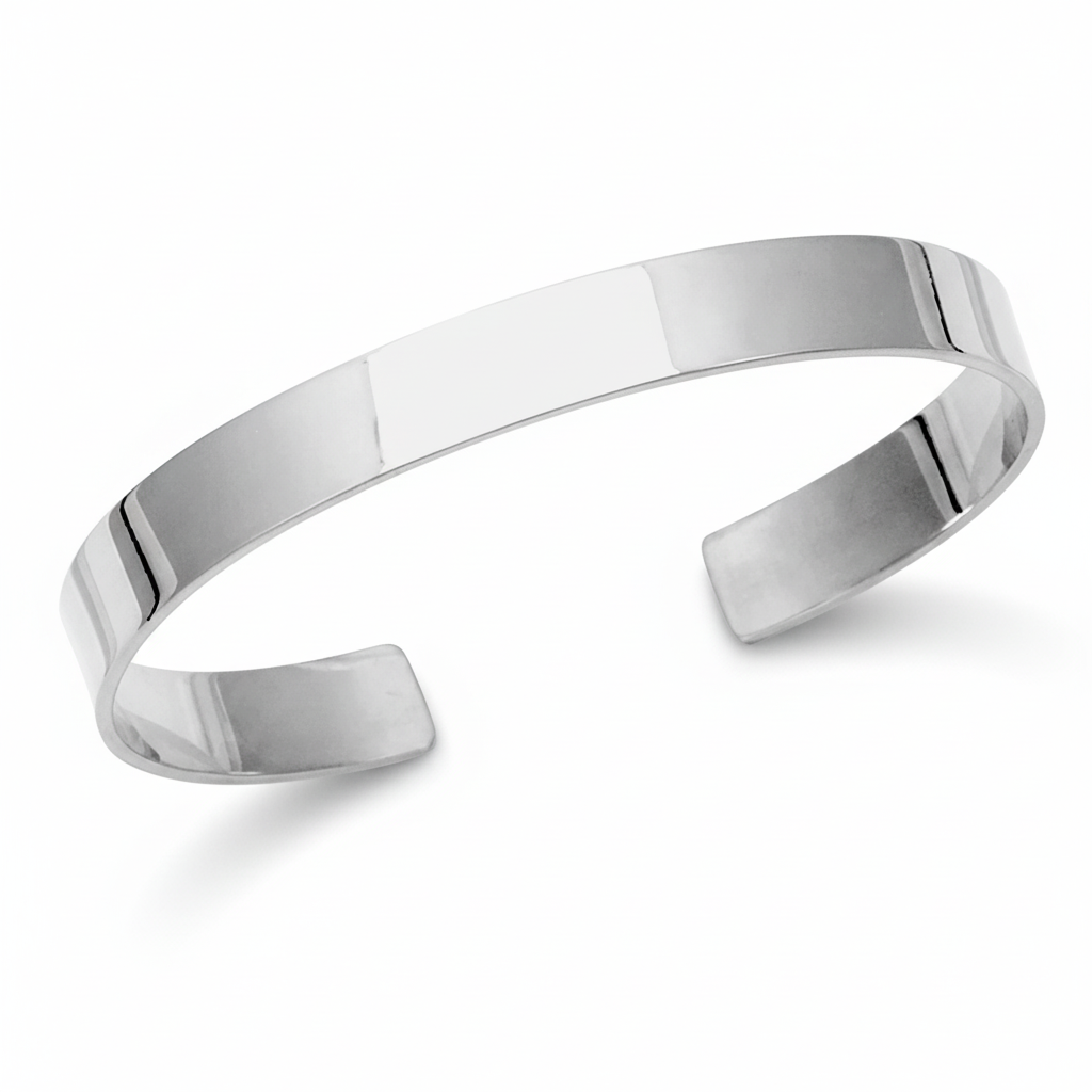 Jonc Homme Argent Rhodié Largeur 8mm - Bracelet