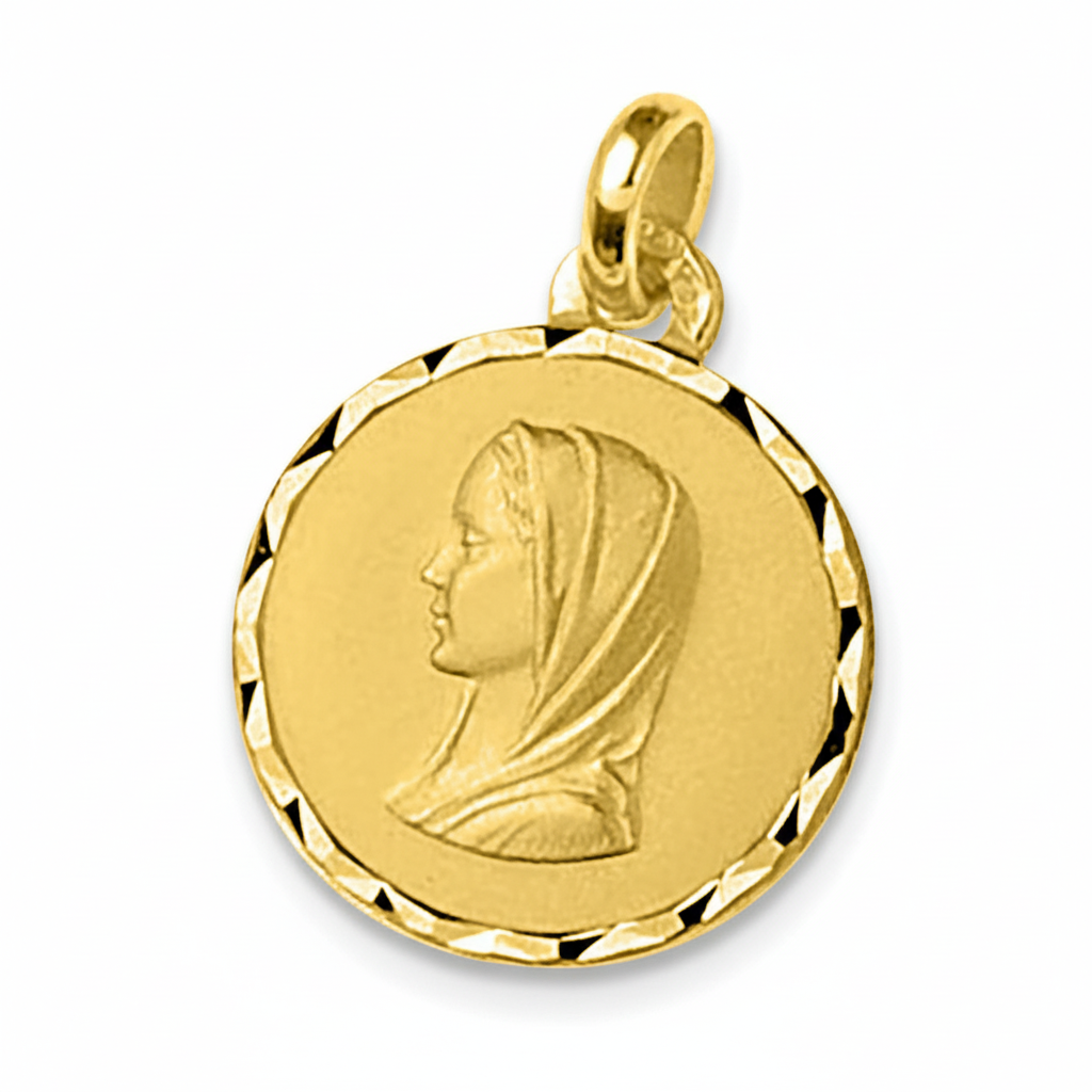 Pendentif Médaille Or 18k Vierge Marie