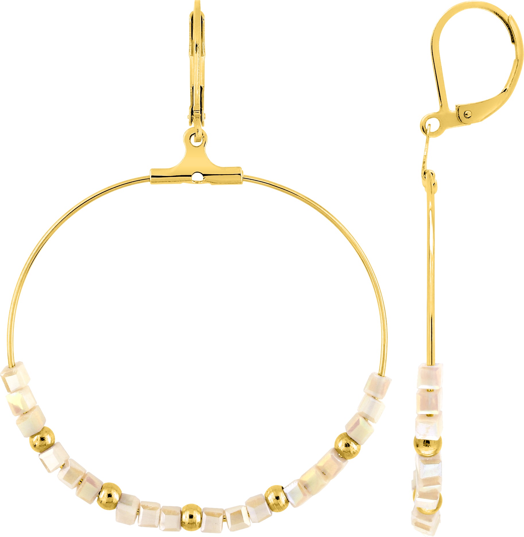 Boucles d'oreilles Créoles Acier Doré Cristal