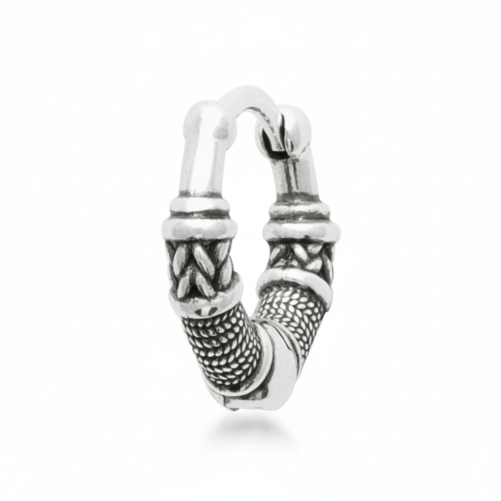 Boucles d'oreilles Homme Argent Texturé - Boucles d'oreilles
