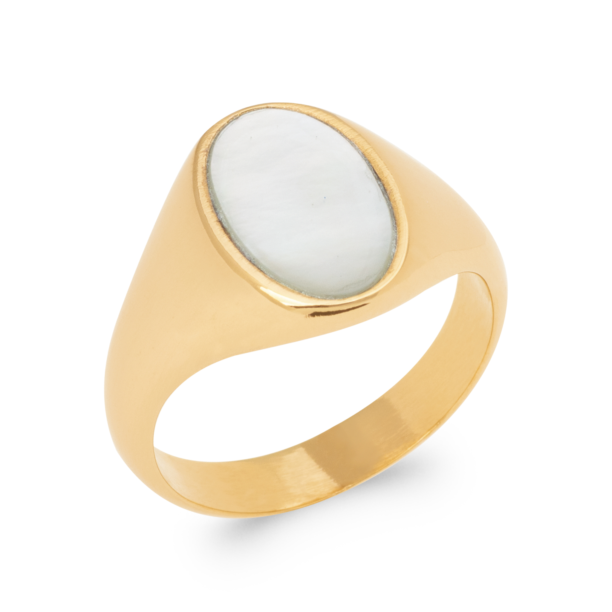 Chevalière Plaqué Or Nacre