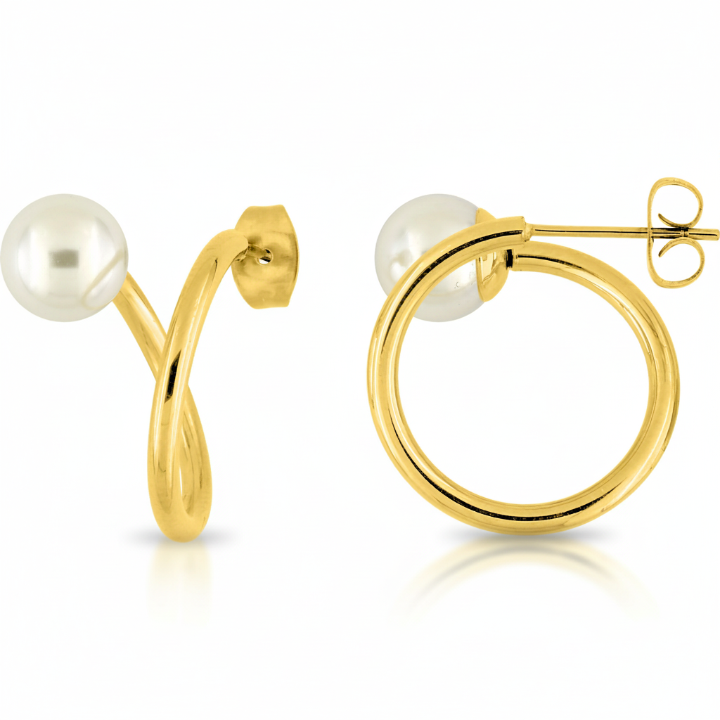 Boucles d'oreilles Demi-créoles Acier Doré - Boucles d'oreilles