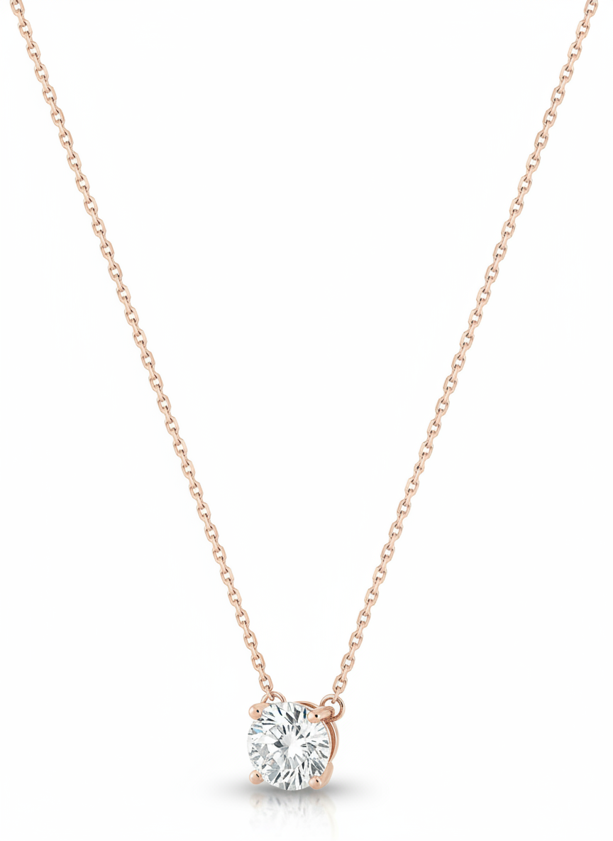 Collier Or Rose 18k Longueur 42cm Diamant F VS