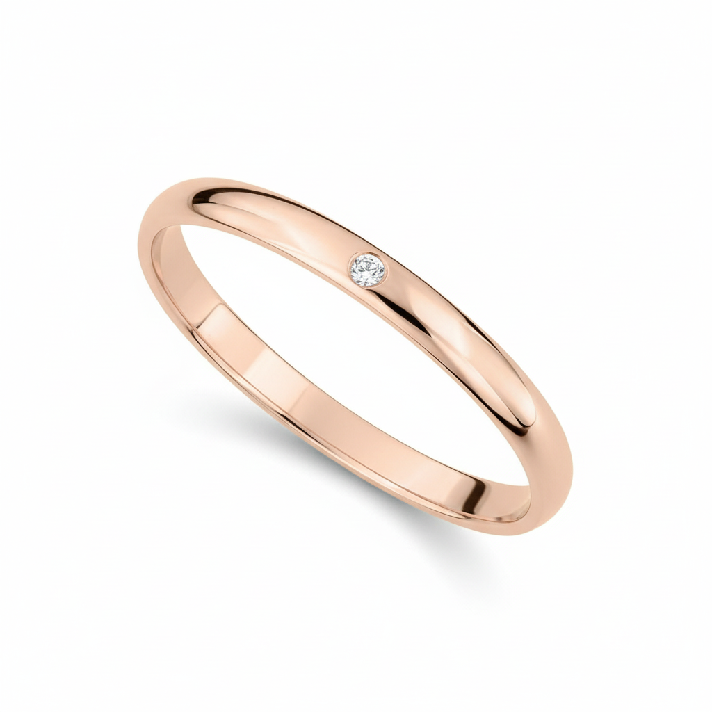 Alliance Or Rose 18k Largeur 2mm Diamant 0.01ct GH SI