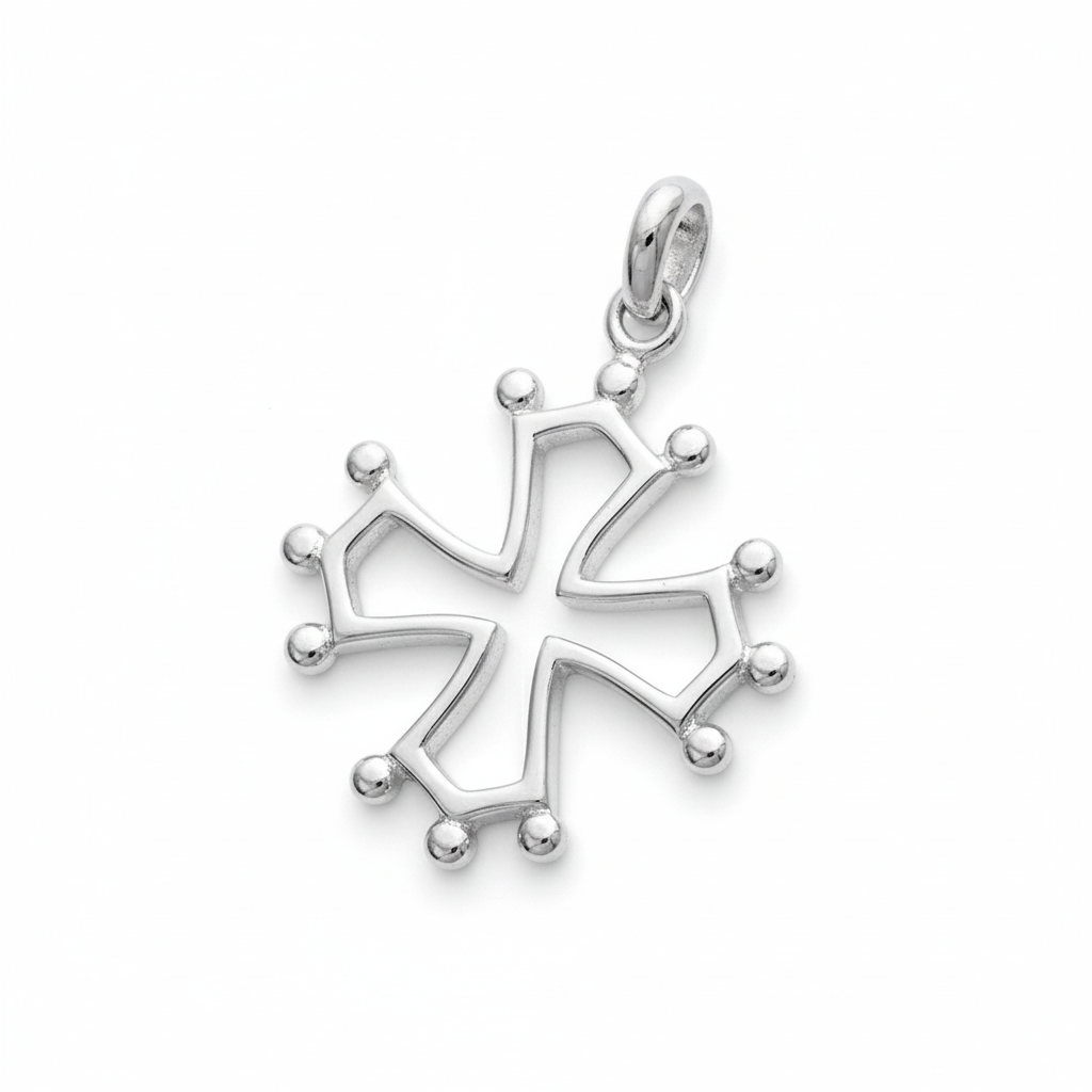 Pendentif Argent Rhodié Croix Occitane