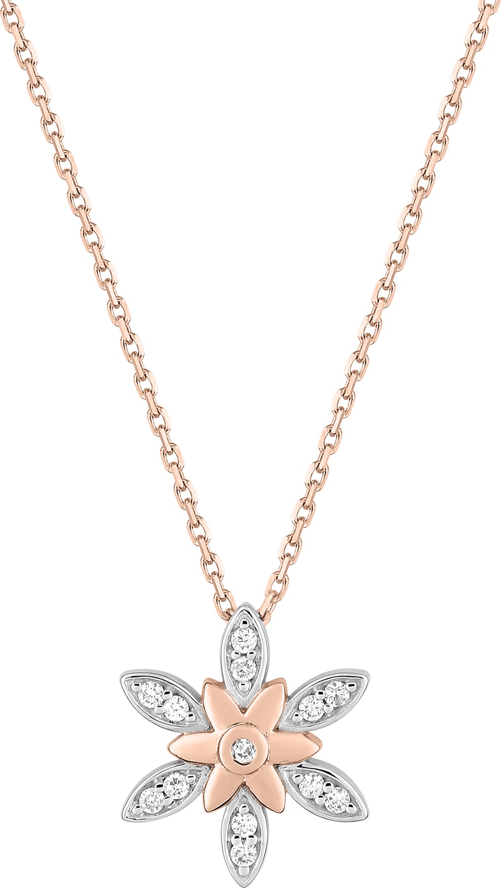 Collier Or Rose 18k Rhodié Diamant 0.08ct GH P1P2